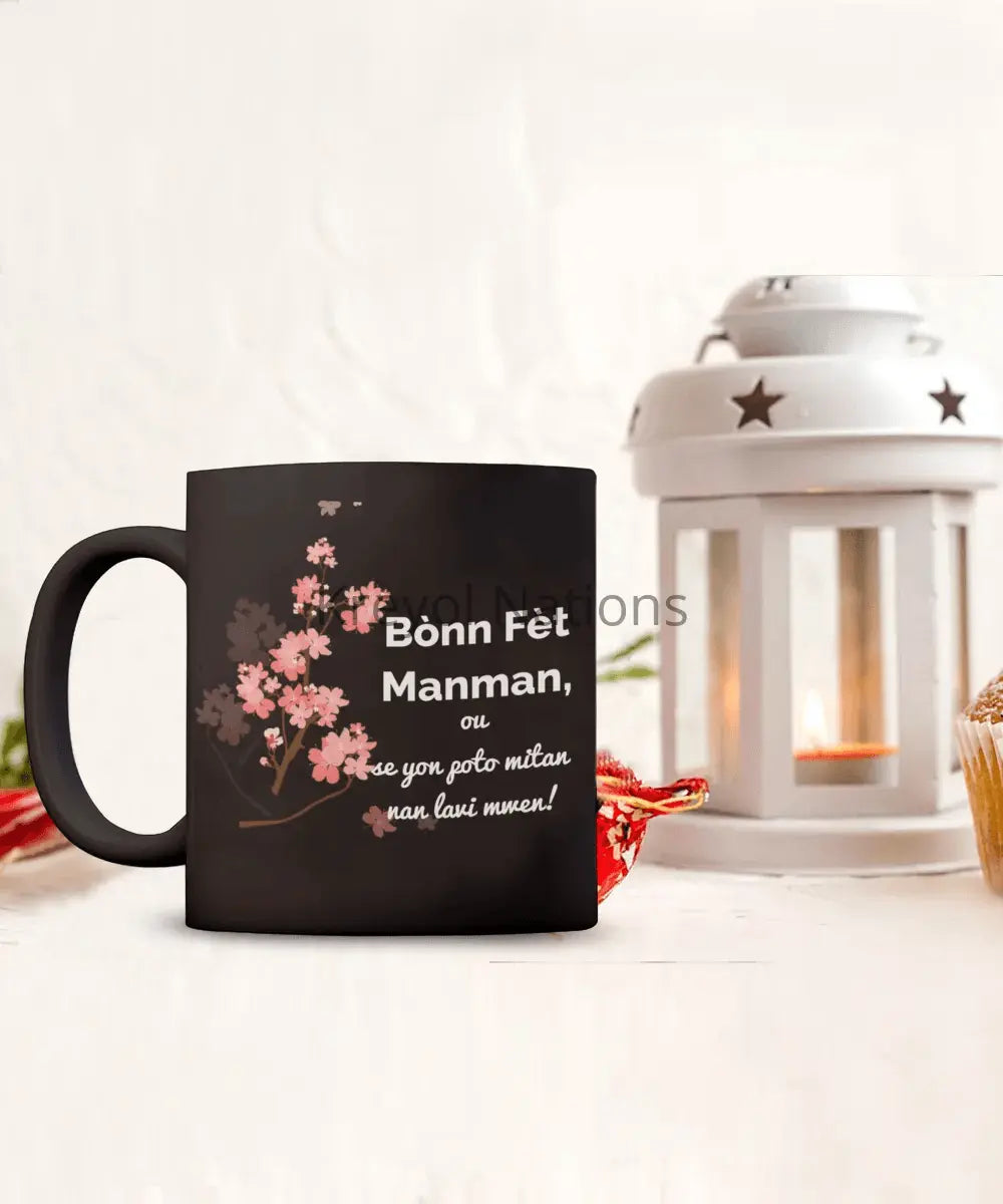 A Heartwarming Mother's Day Mug with Exquisite Rose Design and Creole Message - Premium Coffee Mug from Gearbubble - Just $19.95! Shop now at Kreyol Nations