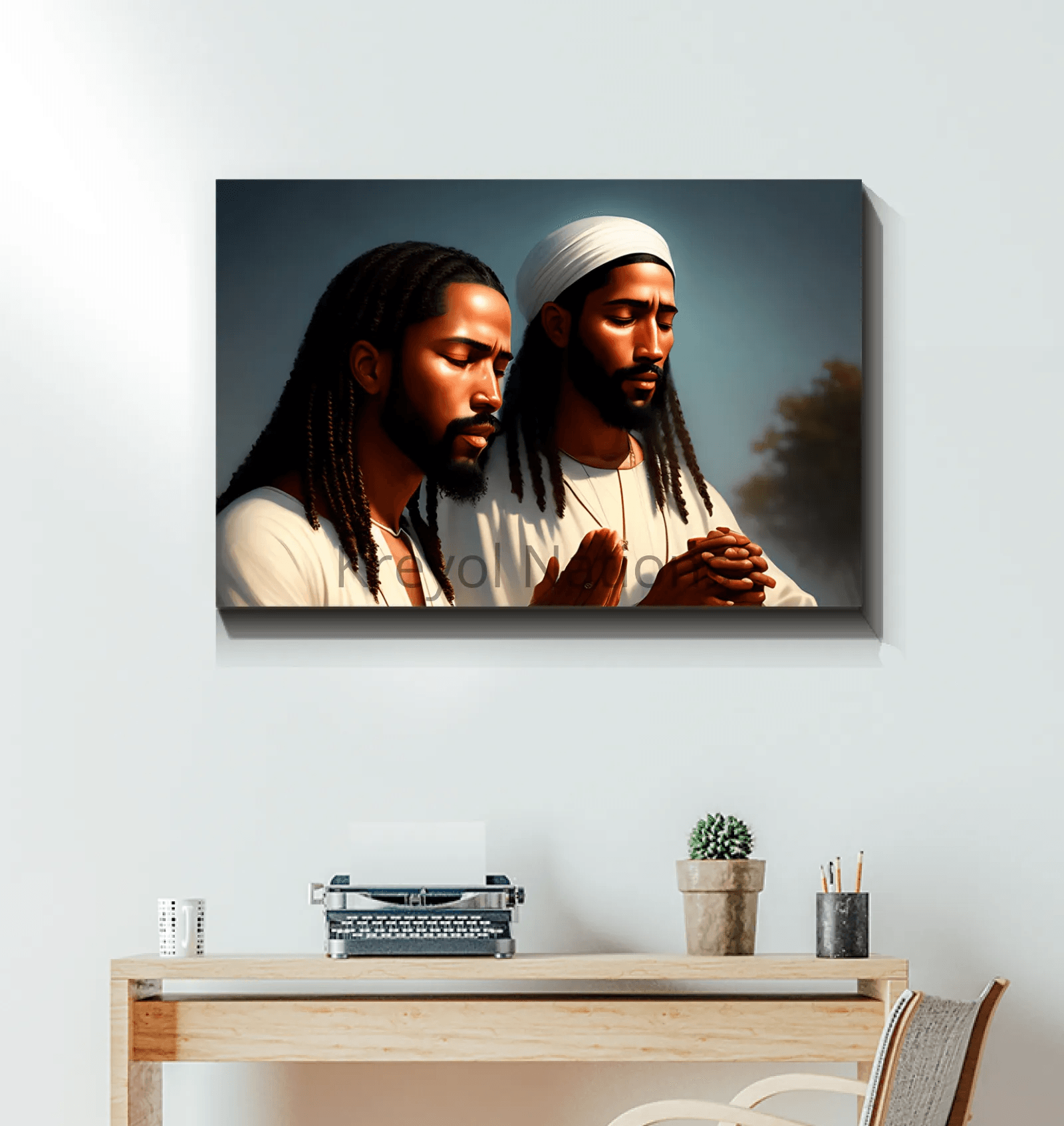 Praying Brothers - Premium Canvas Prints from Kreyol Nations - Just $34.40! Shop now at Kreyol Nations