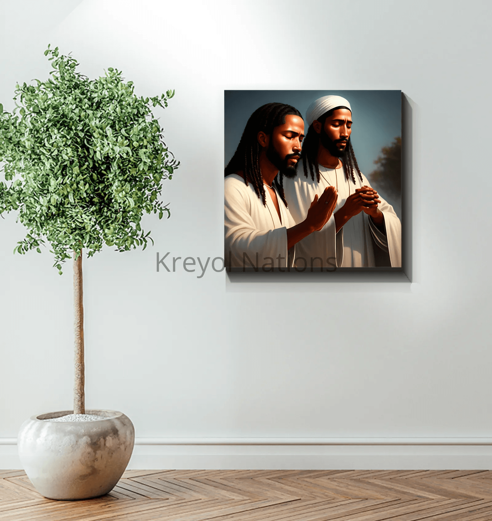 Praying Brothers - Premium Canvas Prints from Kreyol Nations - Just $34.40! Shop now at Kreyol Nations