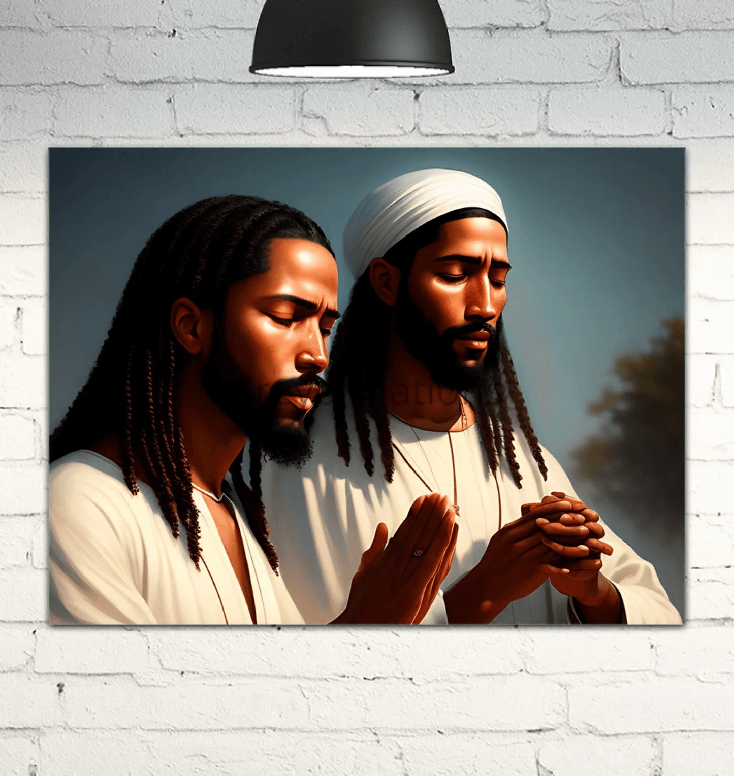 Praying Brothers - Premium Canvas Prints from Kreyol Nations - Just $34.40! Shop now at Kreyol Nations